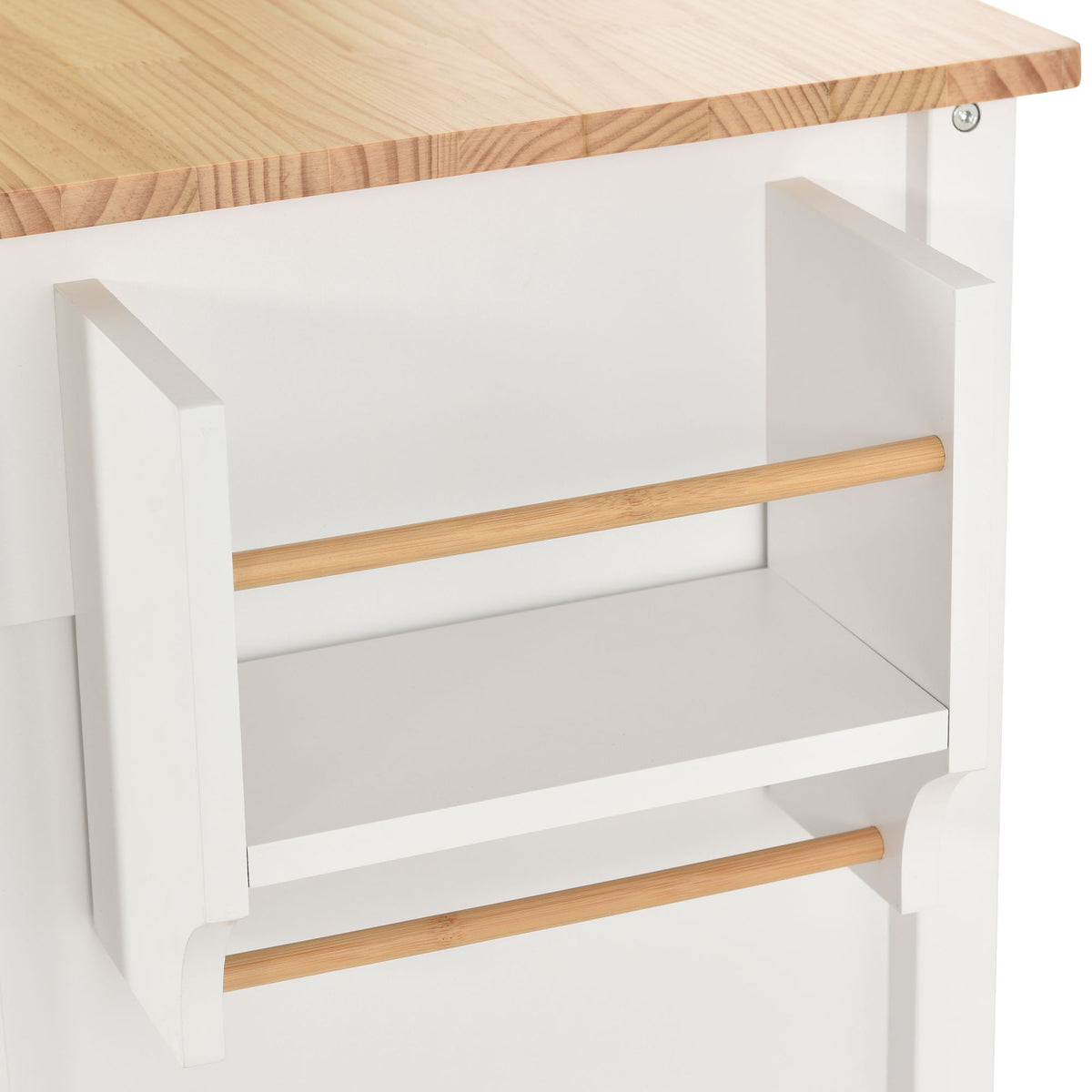 Large Kitchen Cart with 4-Door Cabinet, Drawers, and Spice Rack