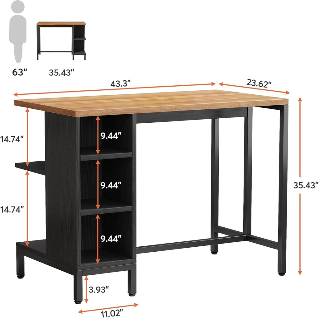 Walnut-Grain Kitchen Island with Open Shelving