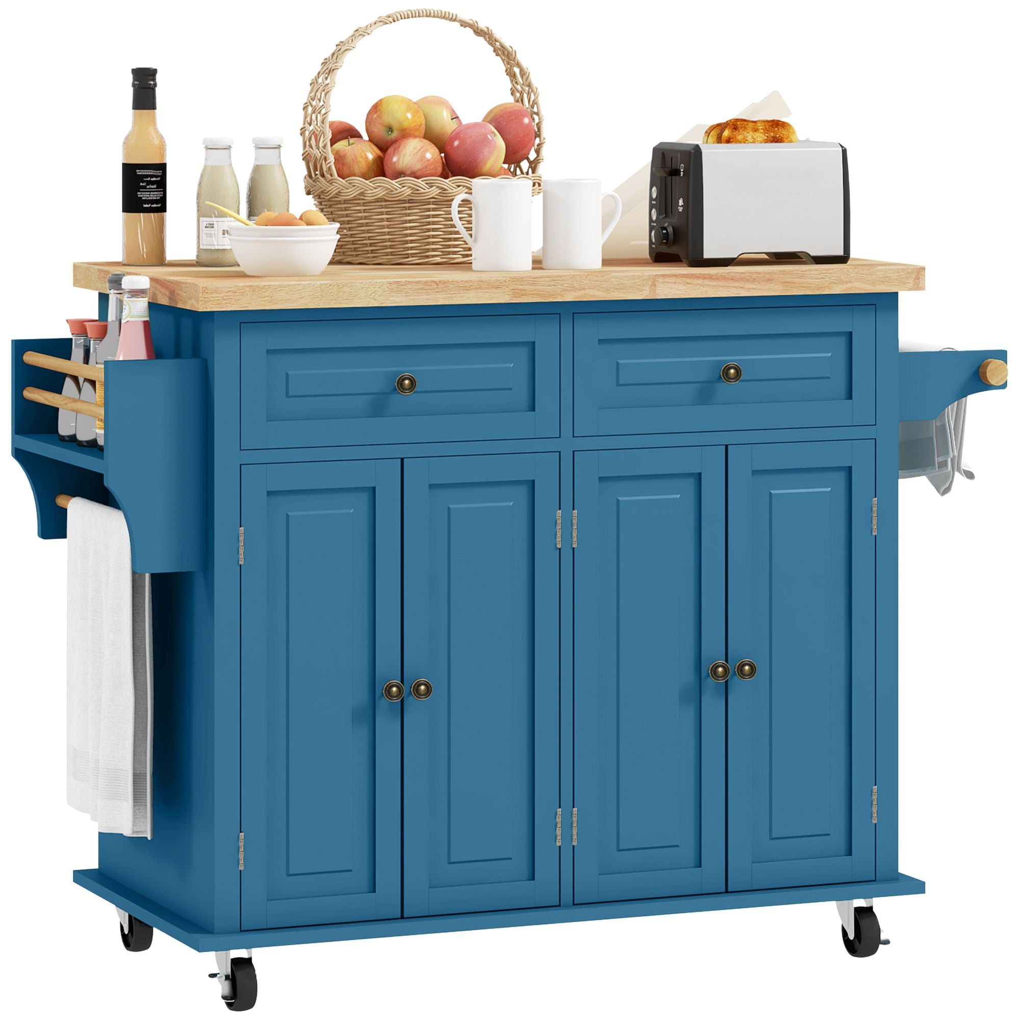 Maximize Kitchen Space with a Rolling Island Cart - Drawers, Cabinets & Spice Rack