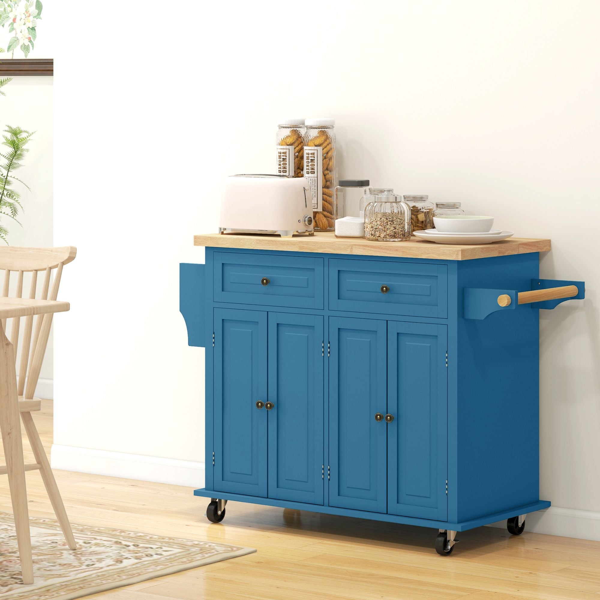 Maximize Kitchen Space with a Rolling Island Cart - Drawers, Cabinets & Spice Rack