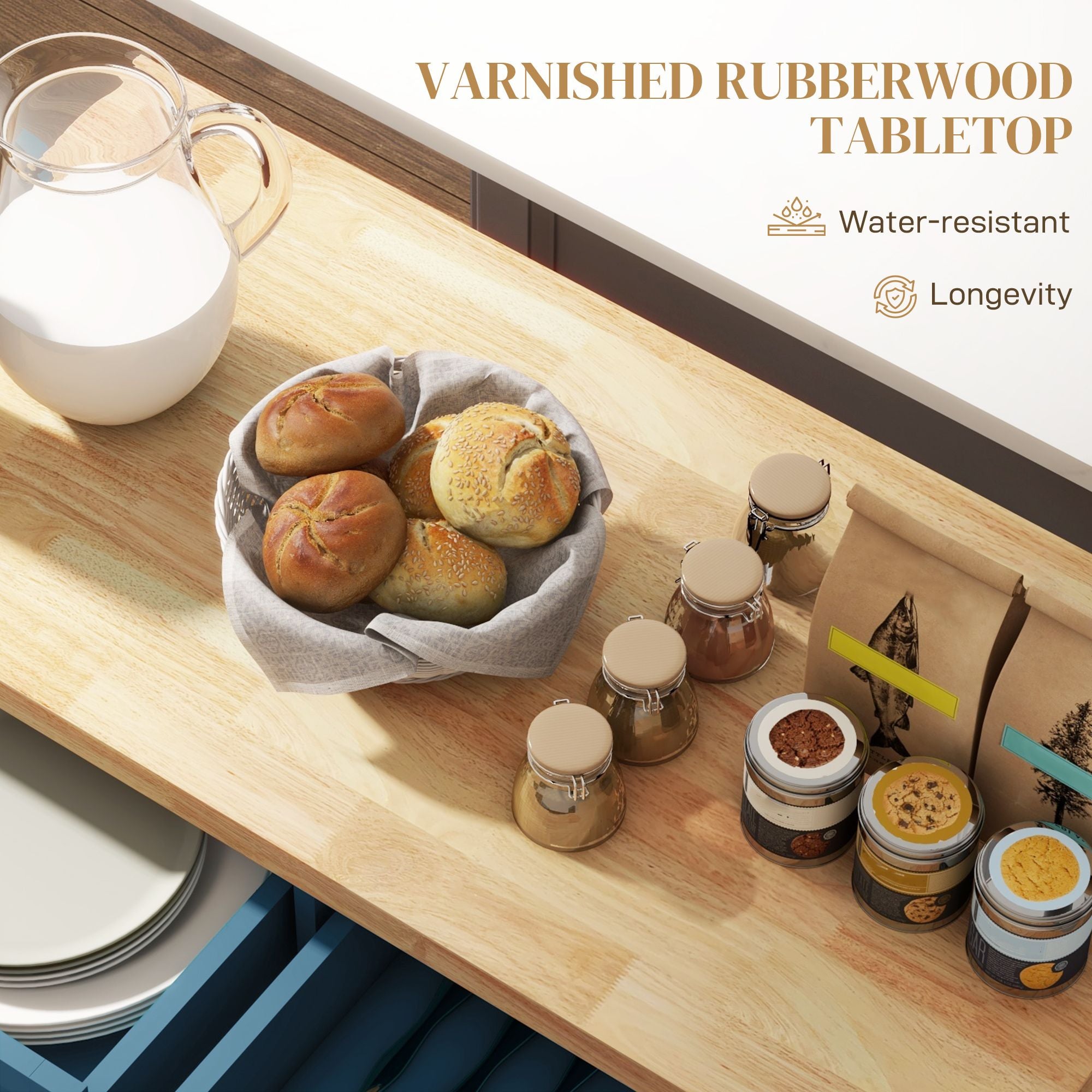 Maximize Kitchen Space with a Rolling Island Cart - Drawers, Cabinets & Spice Rack