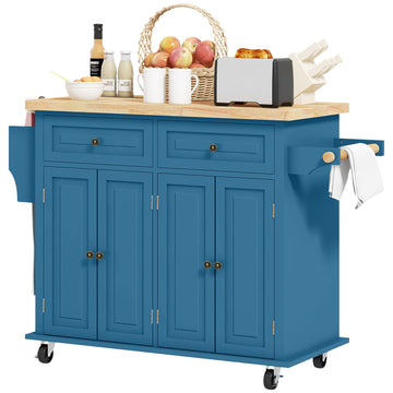 Maximize Kitchen Space with a Rolling Island Cart - Drawers, Cabinets & Spice Rack