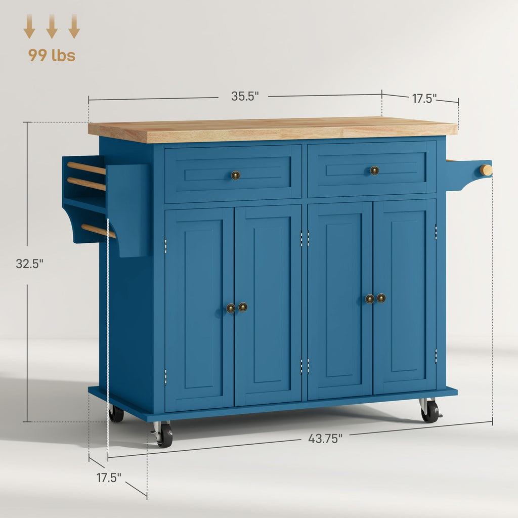 Maximize Kitchen Space with a Rolling Island Cart - Drawers, Cabinets & Spice Rack