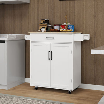 Kitchen Island Cart with Drawer, Doors, Shelves & Towel Rack