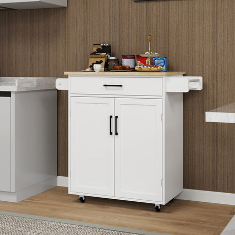 Kitchen Island Cart with Drawer, Doors, Shelves & Towel Rack