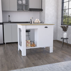 White Kitchen Island with Drawer – Extra Counter & Storage Space