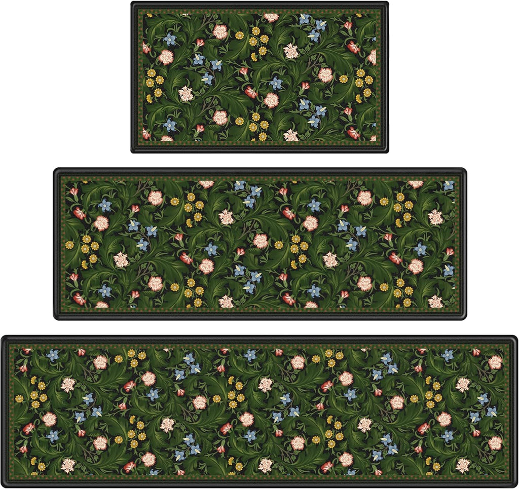 Nature-Inspired Cushioned Kitchen Mat Set