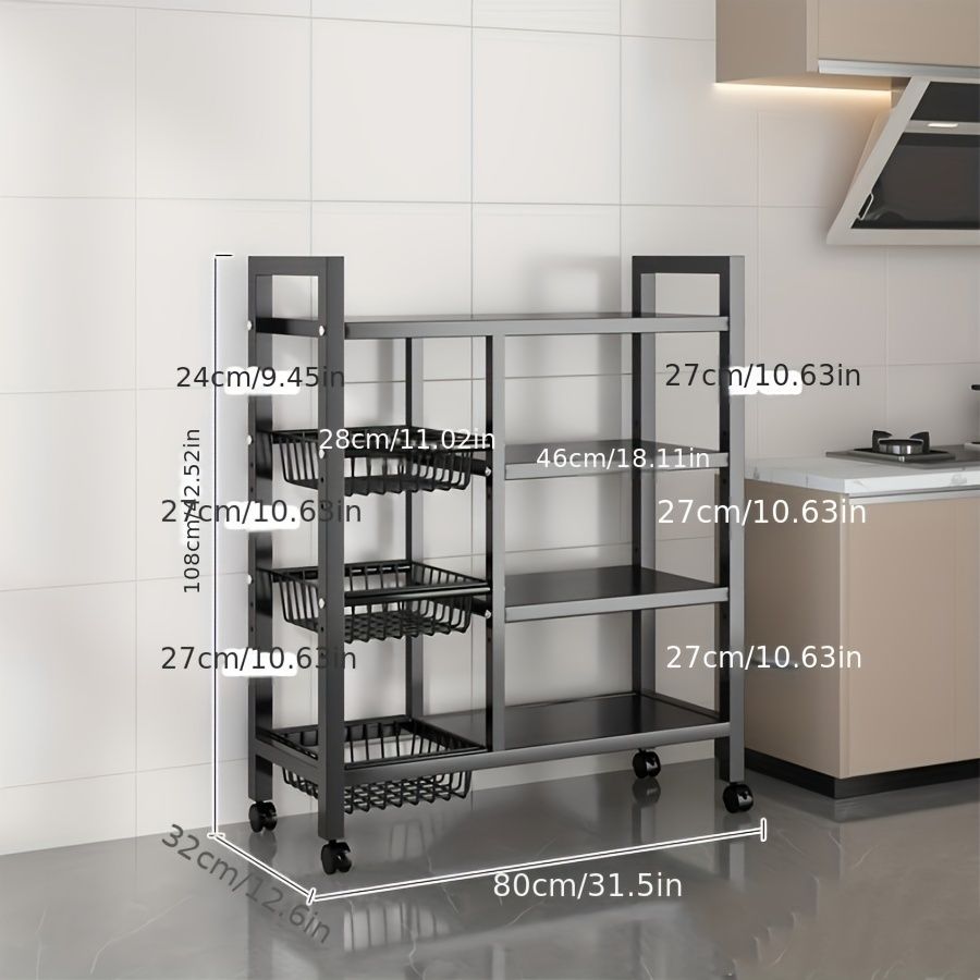 Mobile Multi-Layer Kitchen Storage Rack with Casters