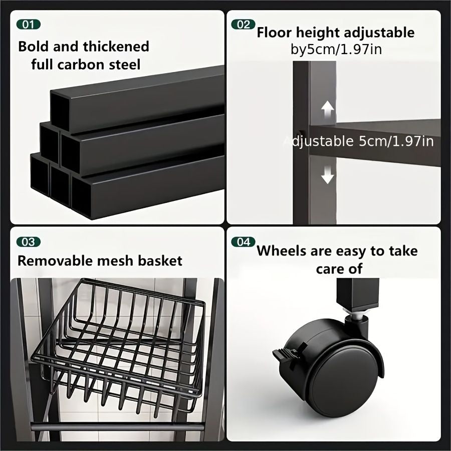 Mobile Multi-Layer Kitchen Storage Rack with Casters