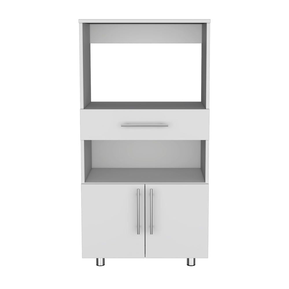 Glenwood Kitchen Pantry – White Freestanding Storage Cabinet with Shelves and Drawer