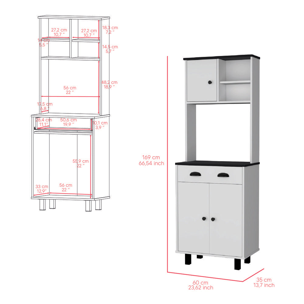 Multi-Function Kitchen Storage Cabinet with Pull-Out Drawer