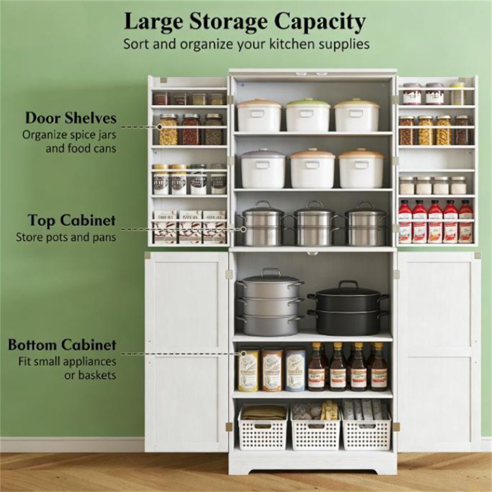 Farmhouse Pantry Cabinet with Adjustable Storage