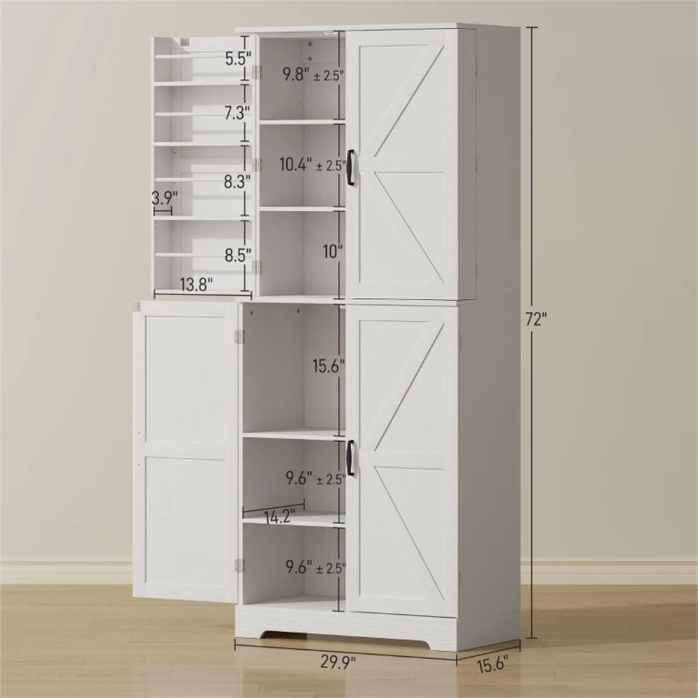 Farmhouse Pantry Cabinet with Adjustable Storage