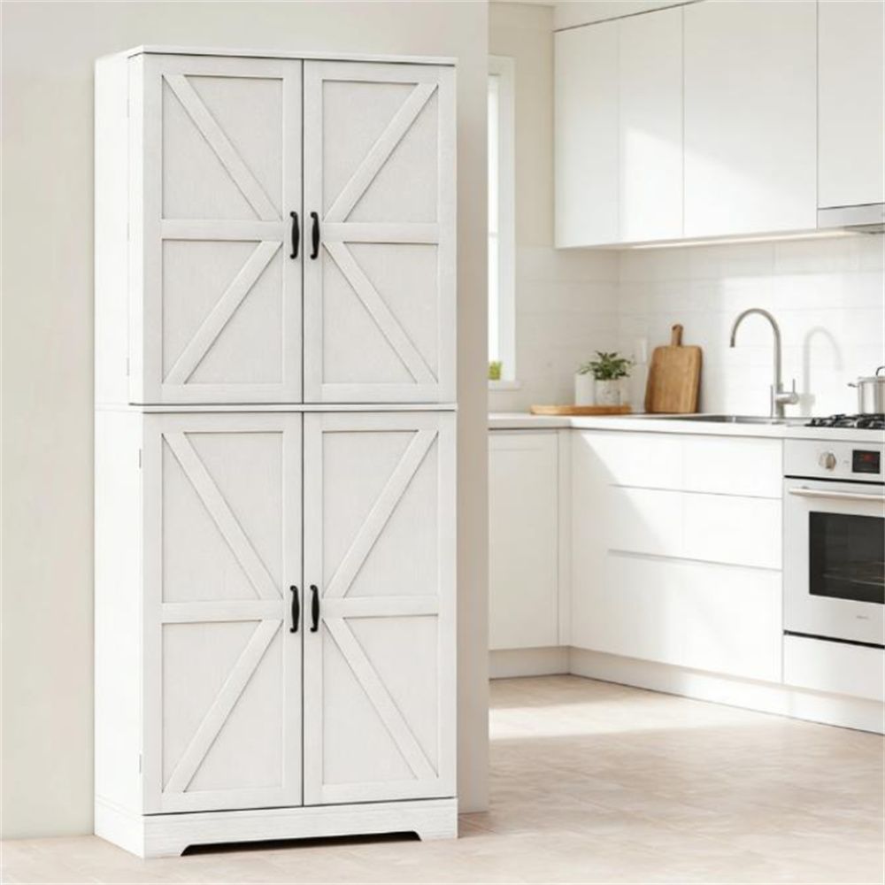 Farmhouse Pantry Cabinet with Adjustable Storage