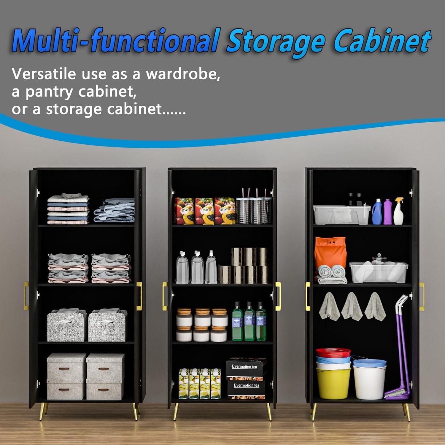 Versatile Kitchen Pantry Cabinet with Spacious Storage