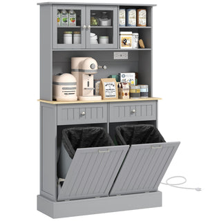 Pantry Cabinet with Charging Station and Tilt-Out Storage