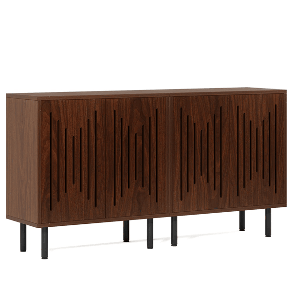 Carved Four-Door Sideboard with Adjustable Shelves