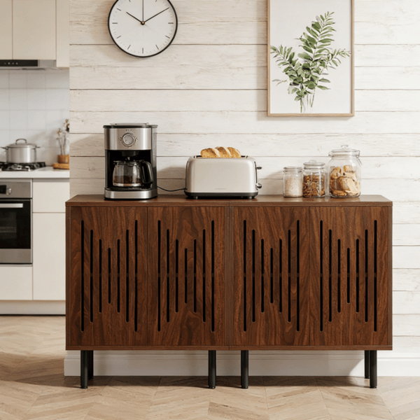Carved Four-Door Sideboard with Adjustable Shelves