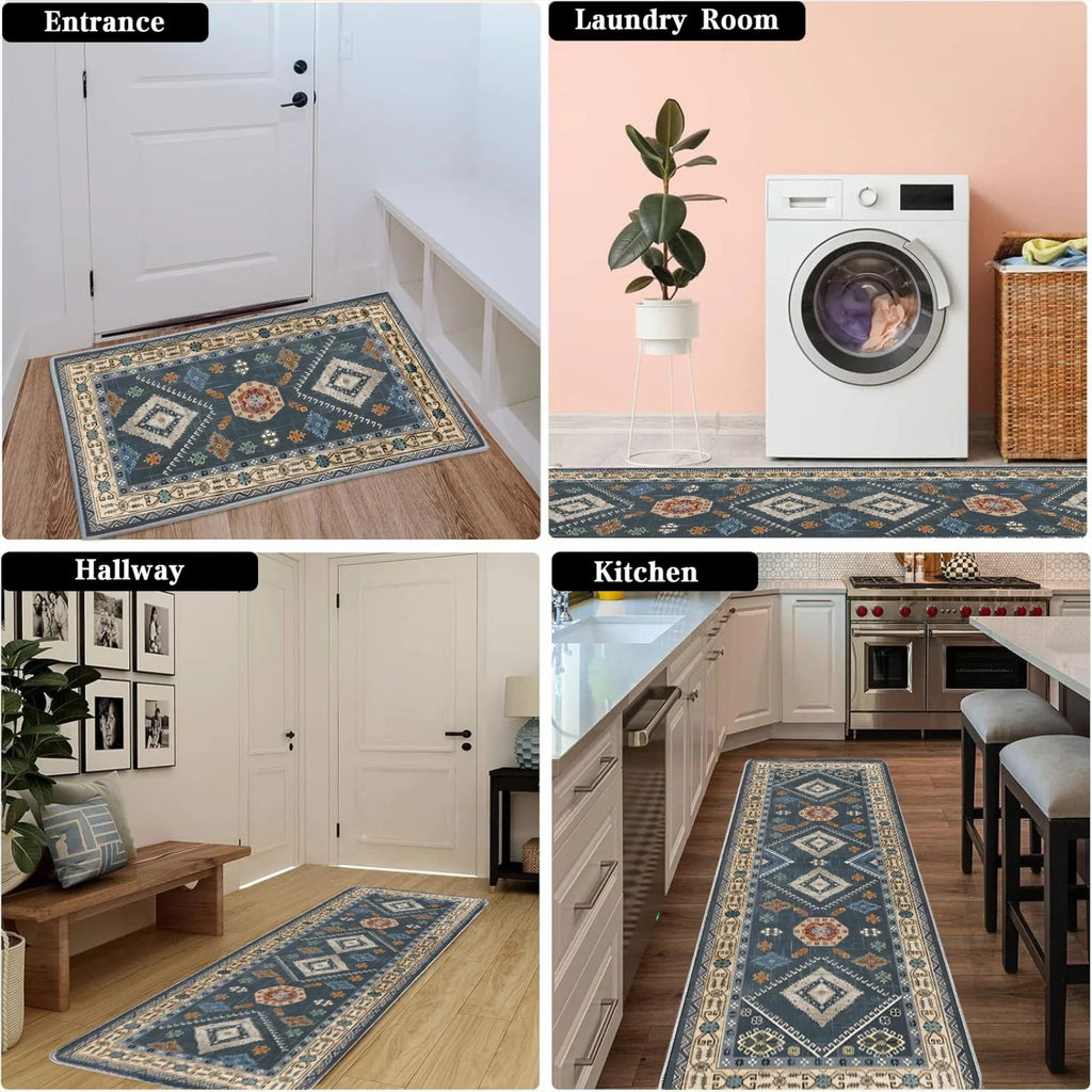 Vintage Boho Kitchen Rug and Runner Set