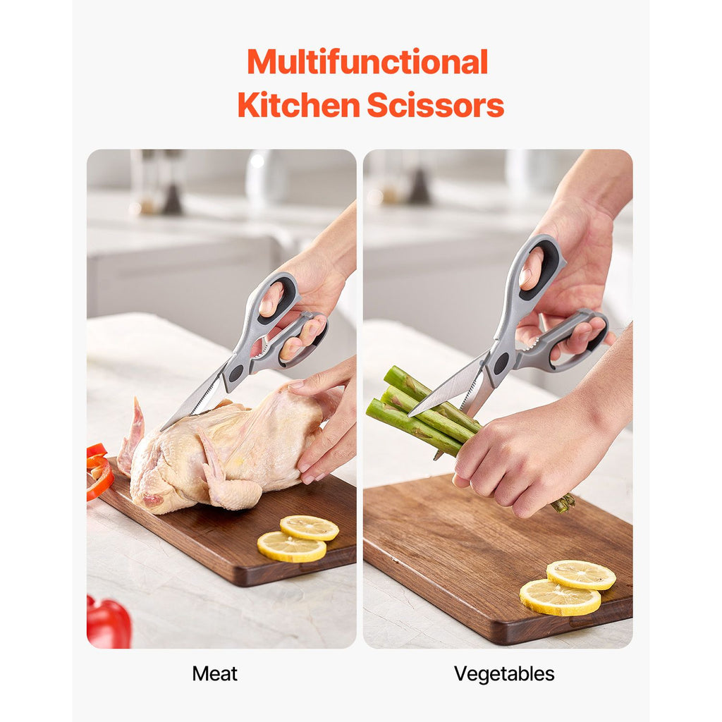 everyday Stainless Steel Kitchen Scissors with Protective Sheath – practical Shears for Meat, Poultry, and Vegetables