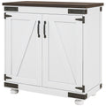 Kitchen Sideboard, Buffet Cabinet with Barn Door, Adjustable Shelf, Distressed White and