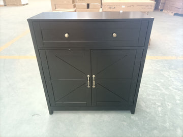 Black Farmhouse Sideboard with Drawer and Barn Doors