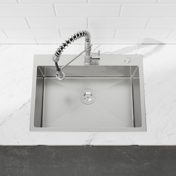 Dark Gray Overmount Sink for Streamlined Kitchen Tasks