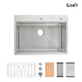 Black Single-Bowl Overmount Workstation Kitchen Sink