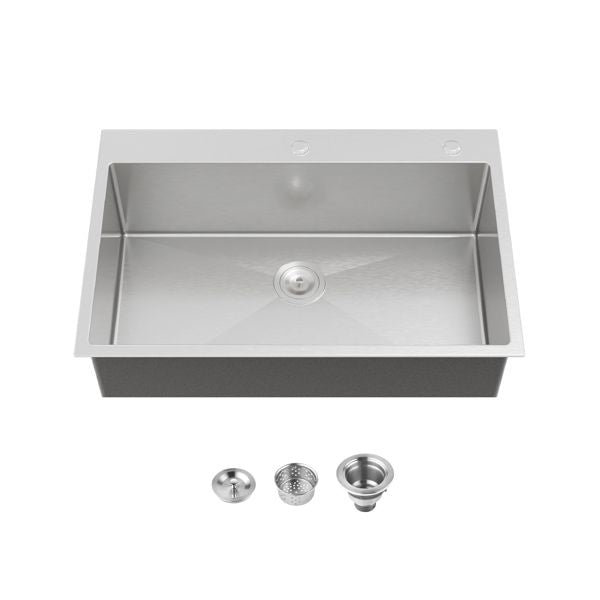 Single-Bowl Overmount Kitchen Sink with Drain