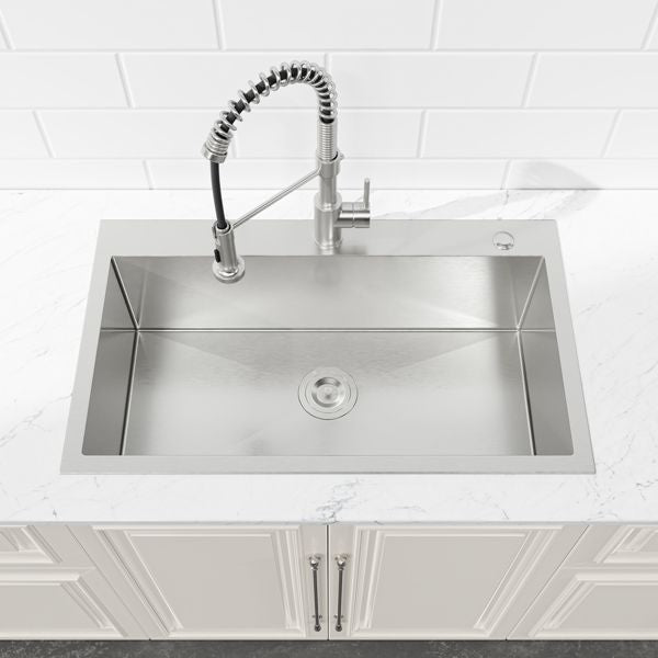 Single-Bowl Overmount Kitchen Sink with Drain