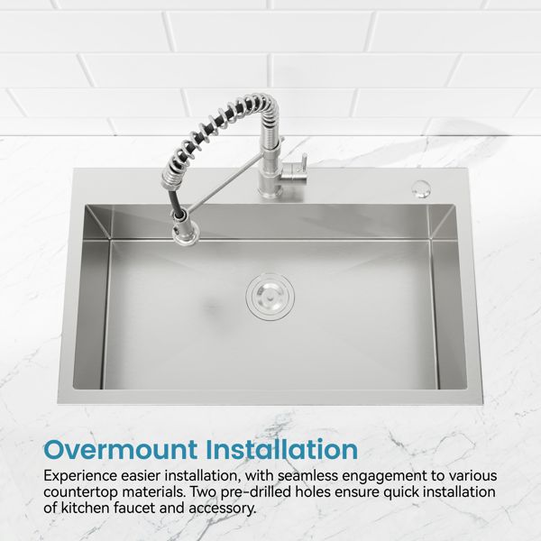 Single-Bowl Overmount Kitchen Sink with Drain