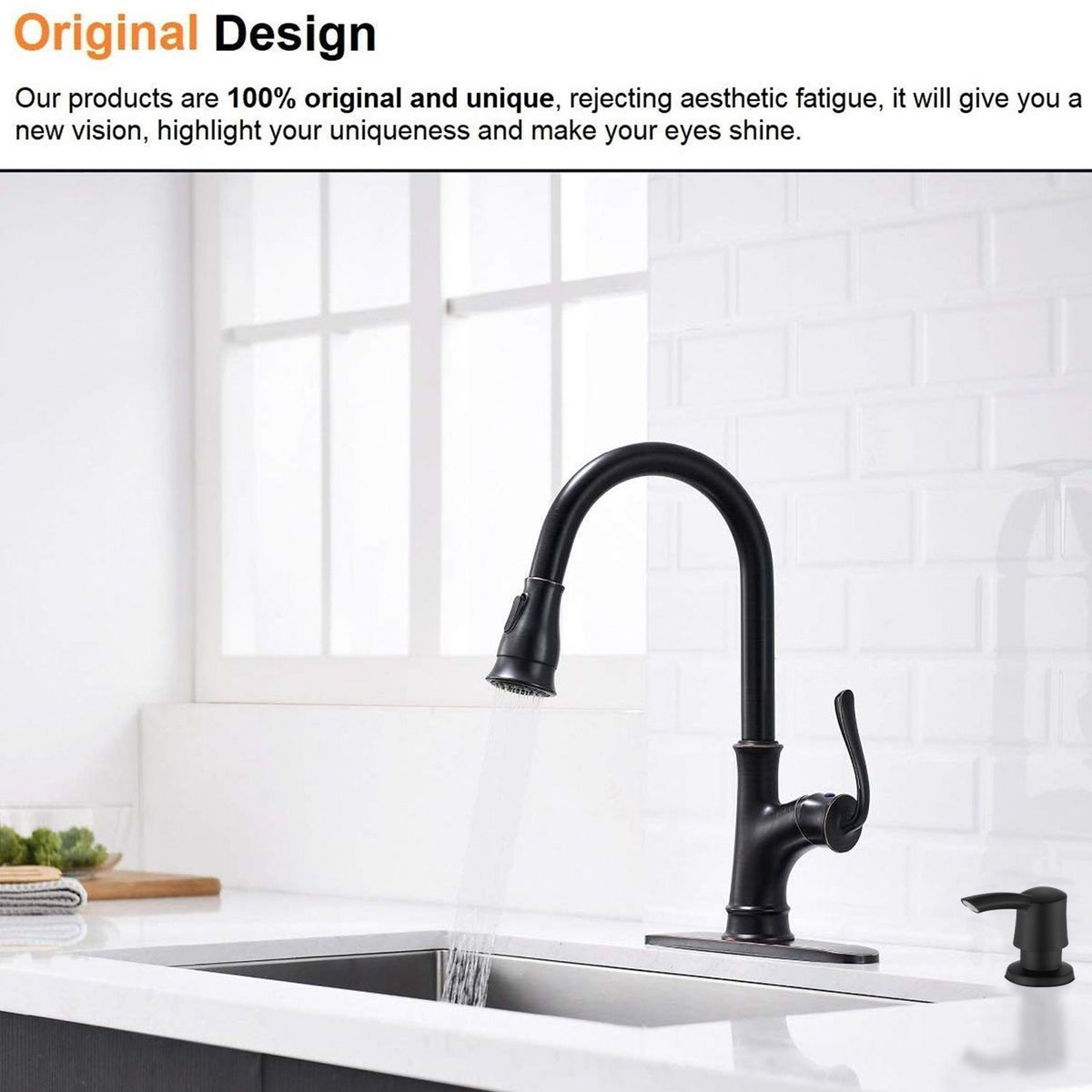 Large-Capacity Kitchen Soap Dispenser with 360° Rotating Nozzle