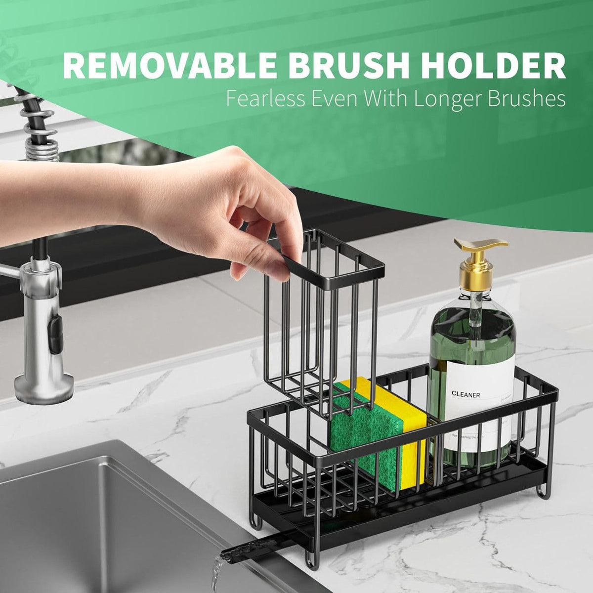 Sink Organizer with Three-Way Swivel Drain Spout