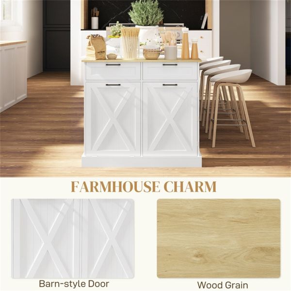 Farmhouse Kitchen Cabinet with Concealed Trash Compartment
