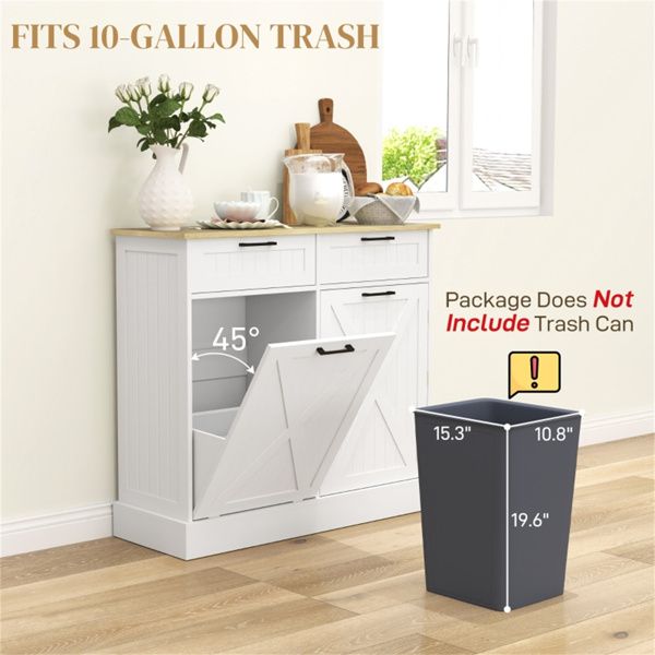 Farmhouse Kitchen Cabinet with Concealed Trash Compartment