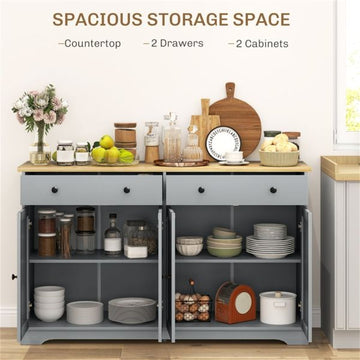 Kitchen Sideboard with Spacious Countertop and Adjustable Shelves
