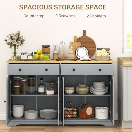 Kitchen Sideboard with Spacious Countertop and Adjustable Shelves