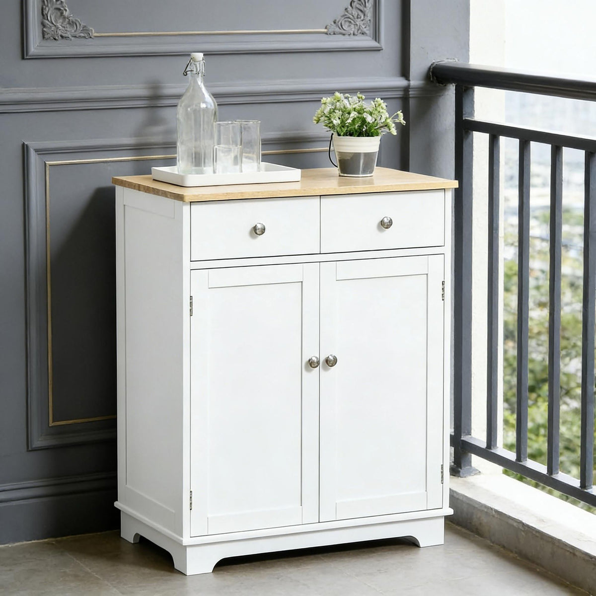 Kitchen Sideboard with Drawers and Adjustable Shelves