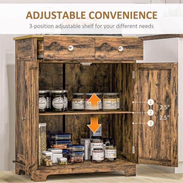 Versatile Storage Cabinet with Drawers and Adjustable Shelves