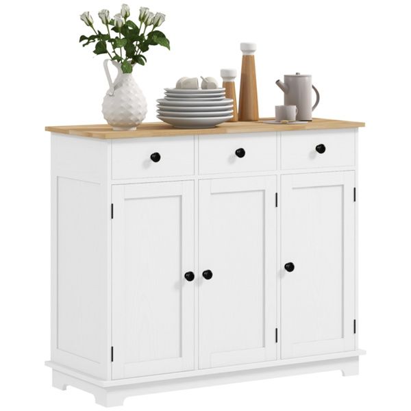 Multiroom Storage Cabinet with Three Drawers and Adjustable Shelves
