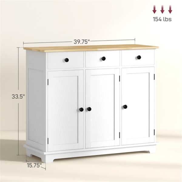 Multiroom Storage Cabinet with Three Drawers and Adjustable Shelves