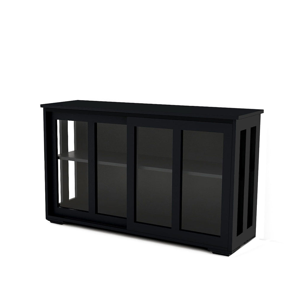 Black Freestanding Cabinet with Flexible Interior Storage