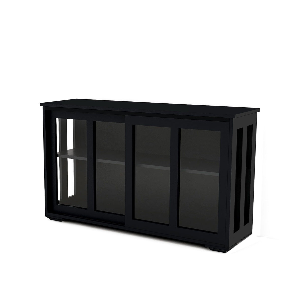 Black Freestanding Cabinet with Flexible Interior Storage