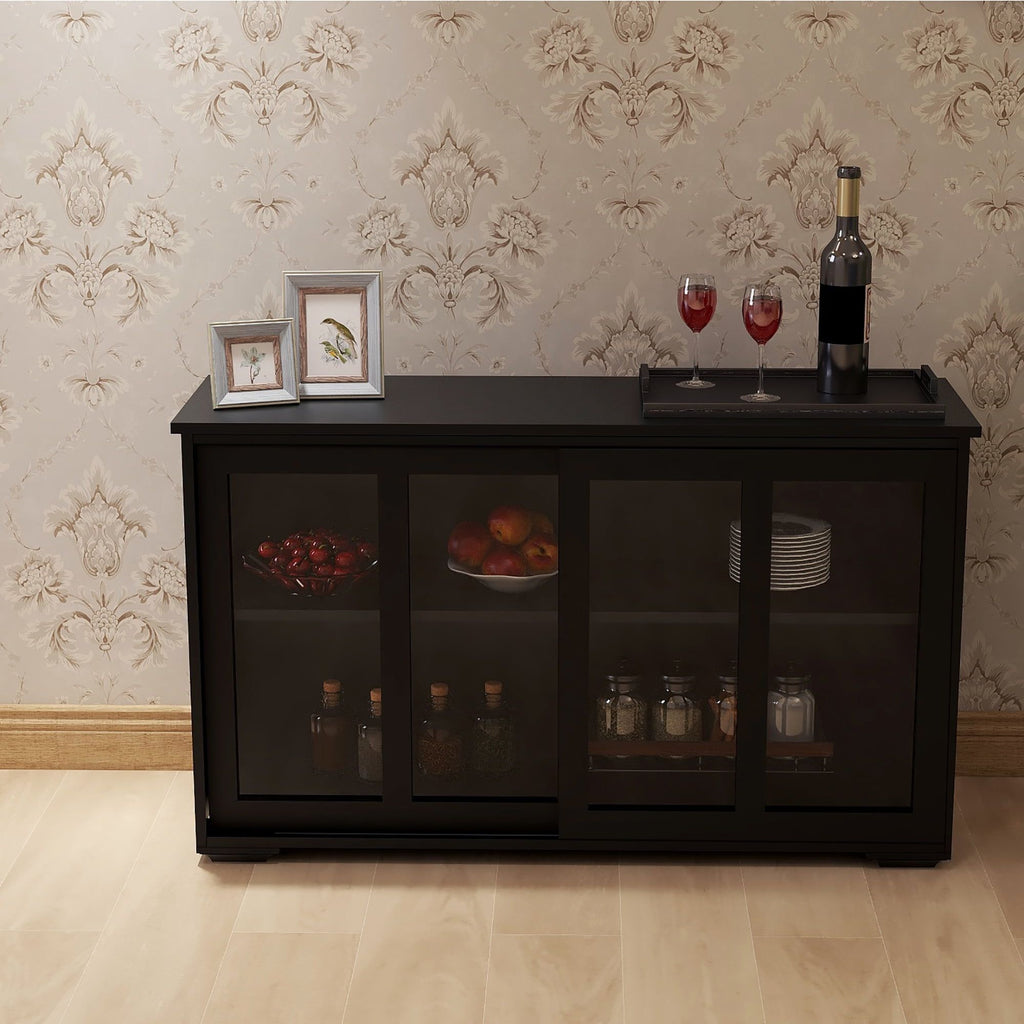 Black Freestanding Cabinet with Flexible Interior Storage