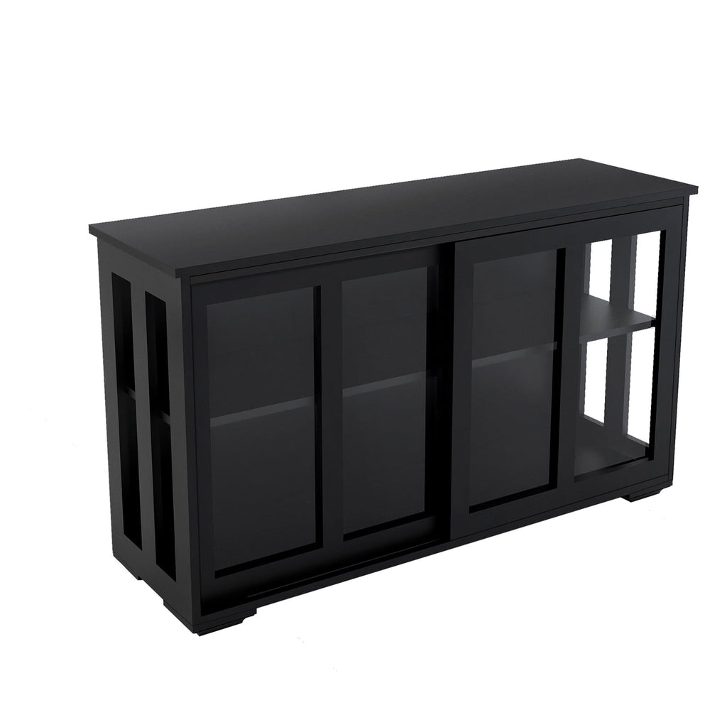Black Freestanding Cabinet with Flexible Interior Storage