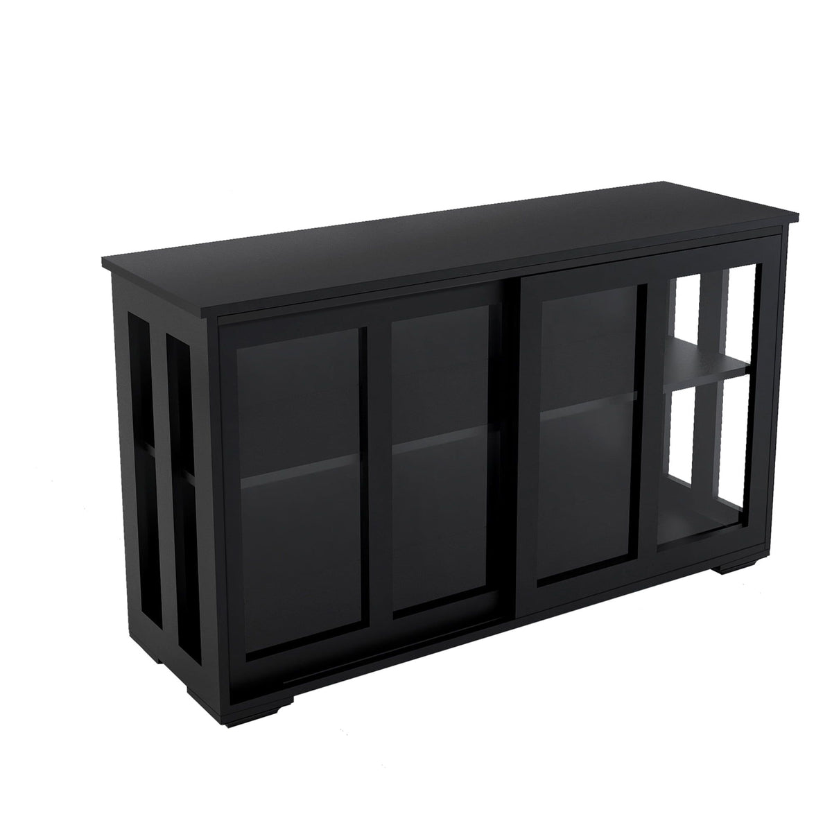 Black Freestanding Cabinet with Flexible Interior Storage