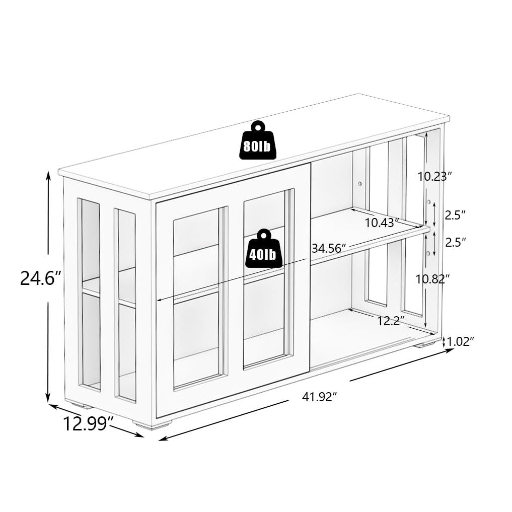 Black Freestanding Cabinet with Flexible Interior Storage
