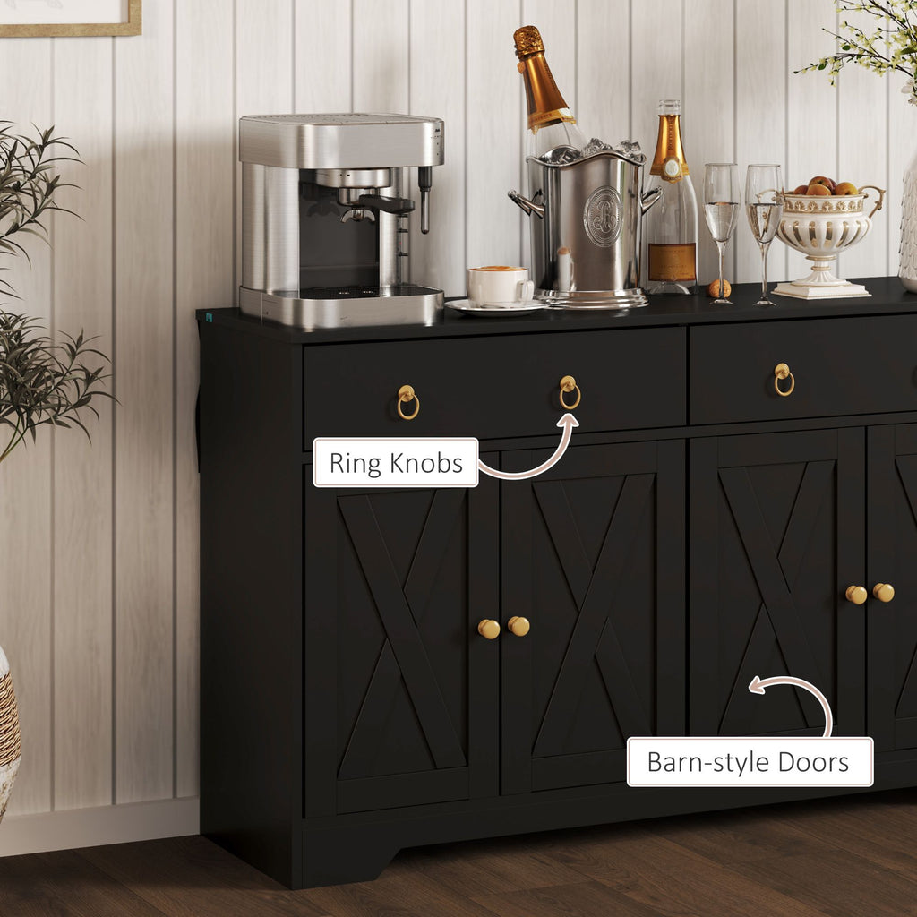 Farmhouse Sideboard Buffet Cabinet with Barn Doors and Adjustable Shelves