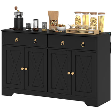Farmhouse Sideboard Buffet Cabinet with Barn Doors and Adjustable Shelves
