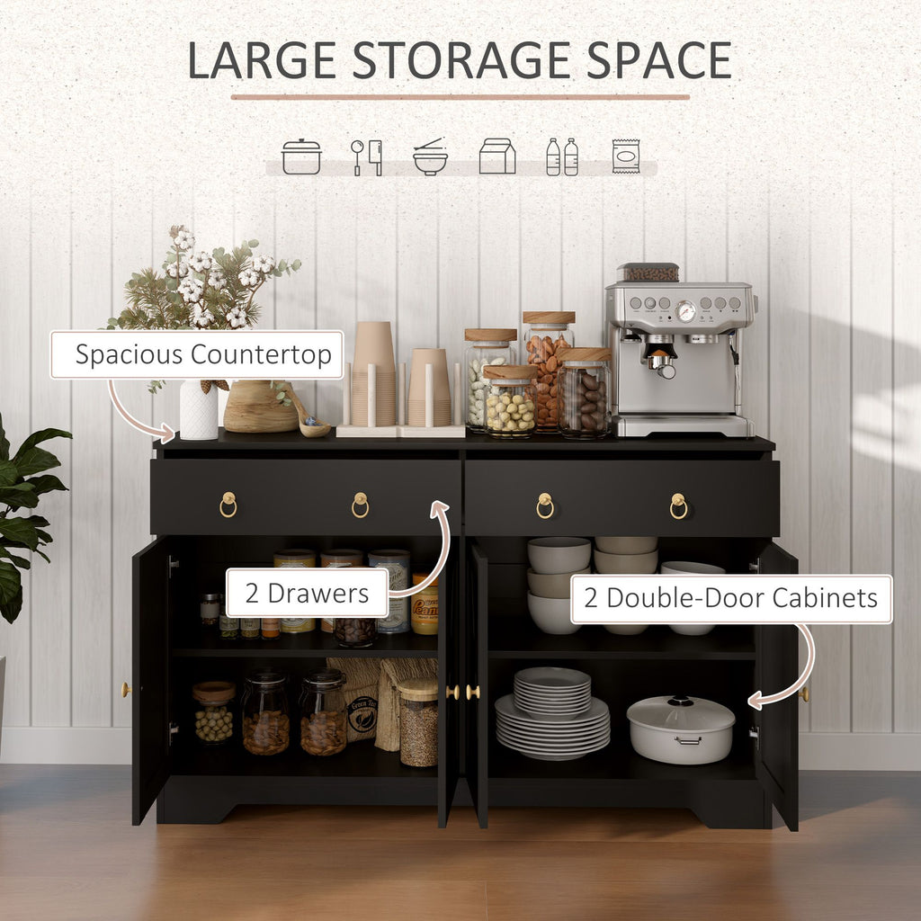Farmhouse Sideboard Buffet Cabinet with Barn Doors and Adjustable Shelves